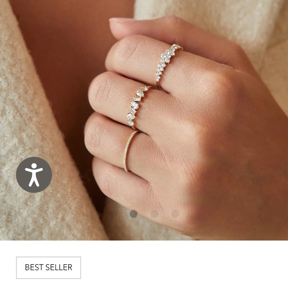 EF Collection White Gold Multifaceted Diamond Ring